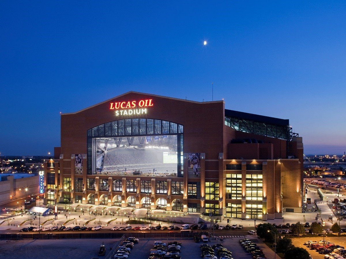 Lucas Oil Stadium at night